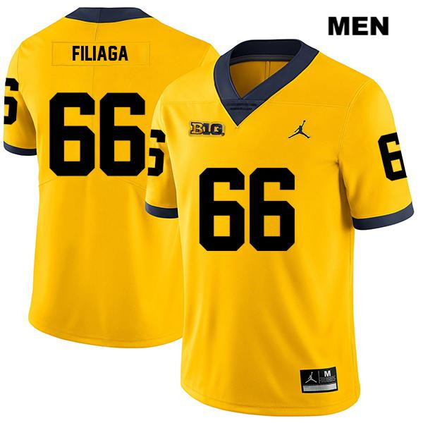 Men's NCAA Michigan Wolverines Chuck Filiaga #66 Yellow Jordan Brand Authentic Stitched Legend Football College Jersey XD25R81OY